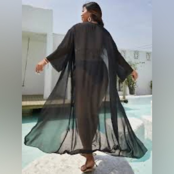 ⭐️Shein Curve,1X,Drop Shoulder Sheer Mesh Kimono,Excellent Condition - Picture 3 of 16